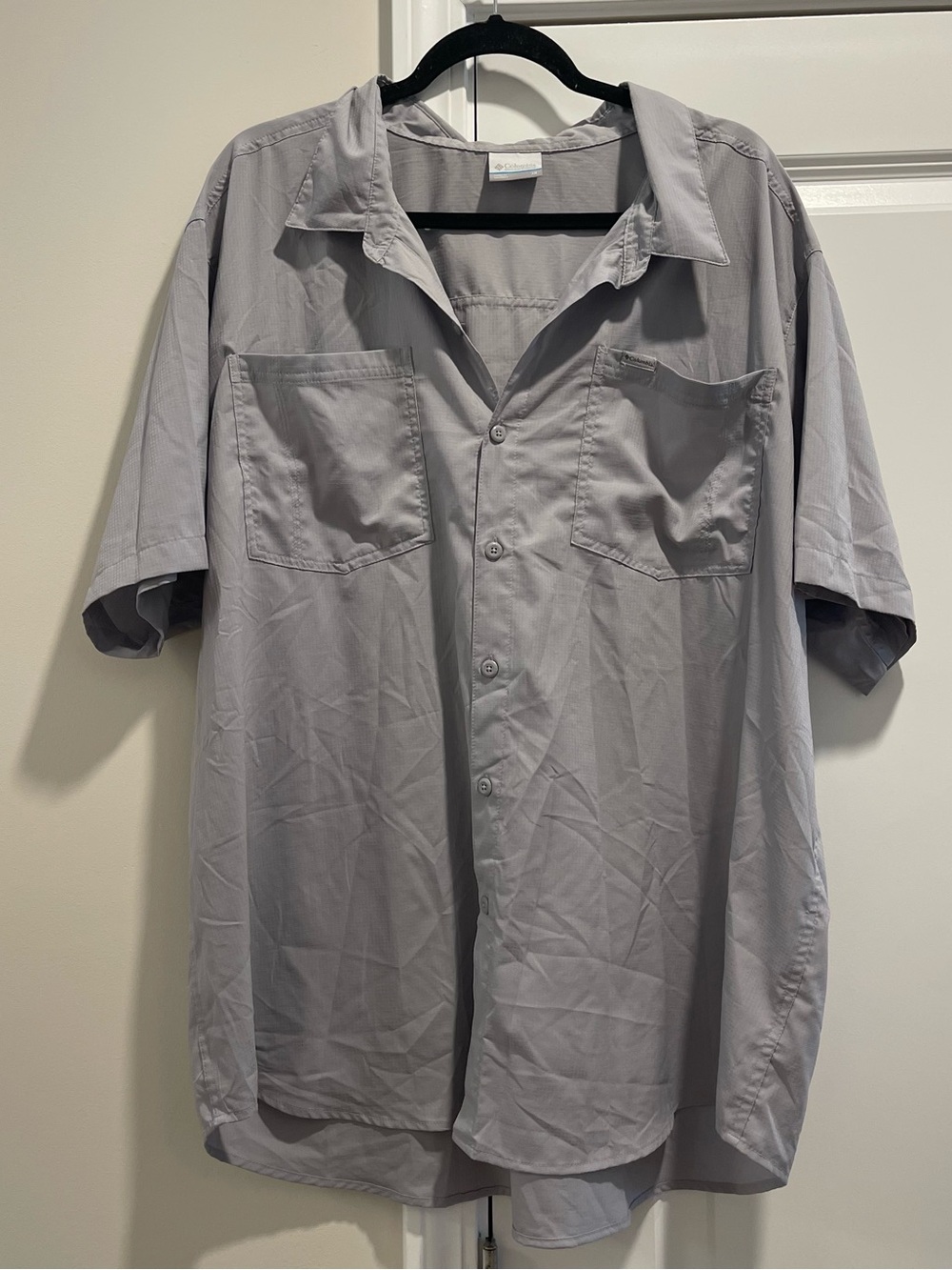 Columbia Light Gray Short-Sleeve Button-Up Shirt Lightweight Fishing Size 3X